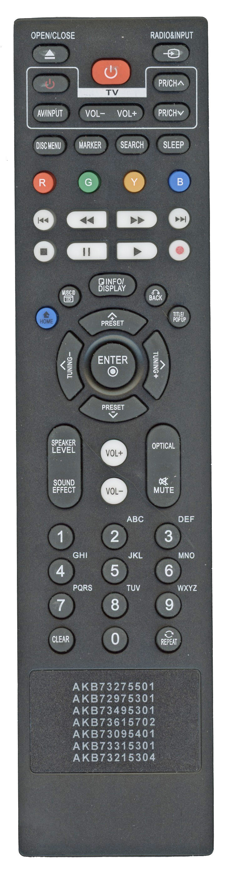 Generic AKB73275501 FOR LG Blu-ray Remote Control