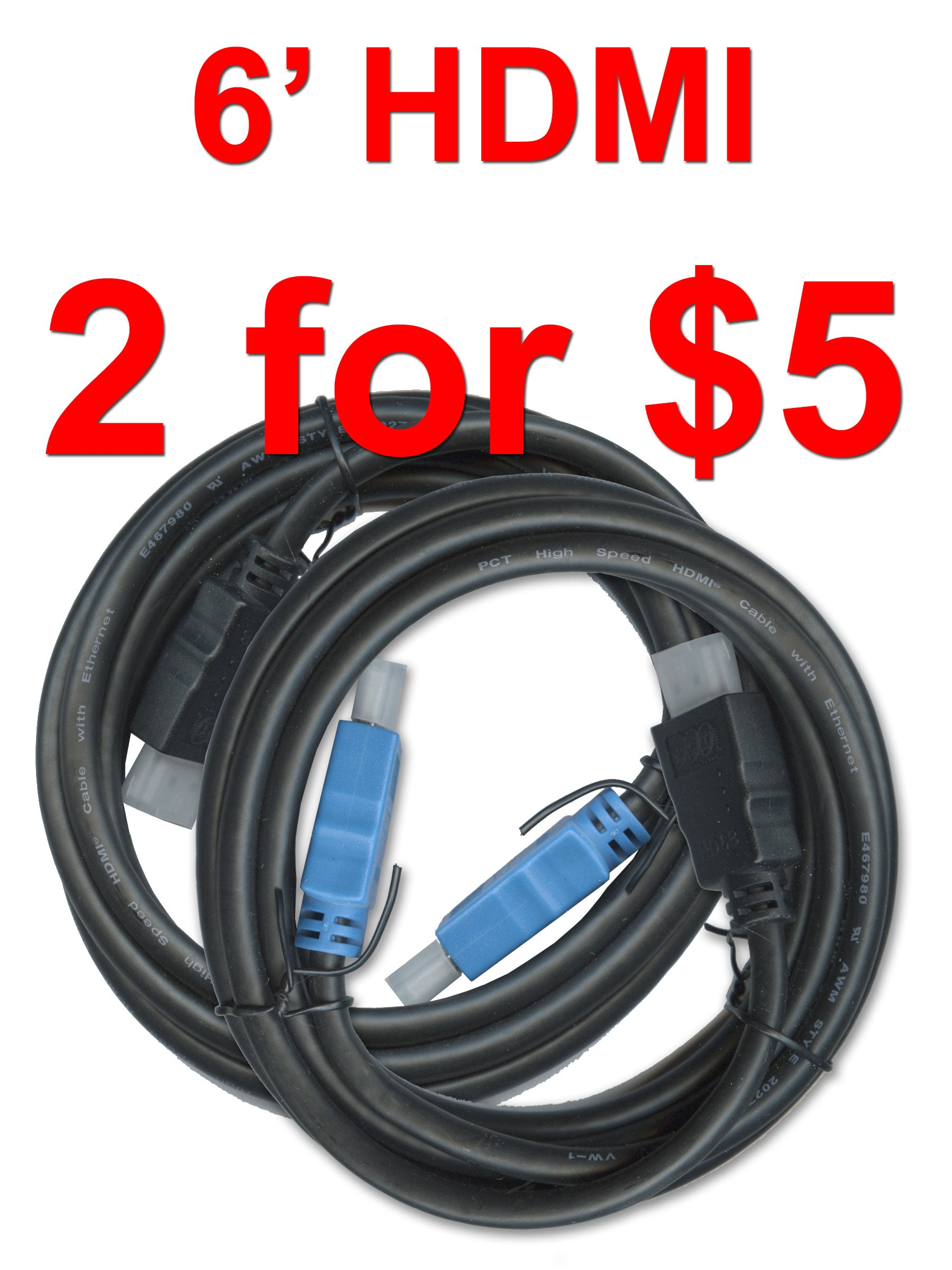 Generic 2 pack 6 foot 1.4 3D capable HDMI Cable