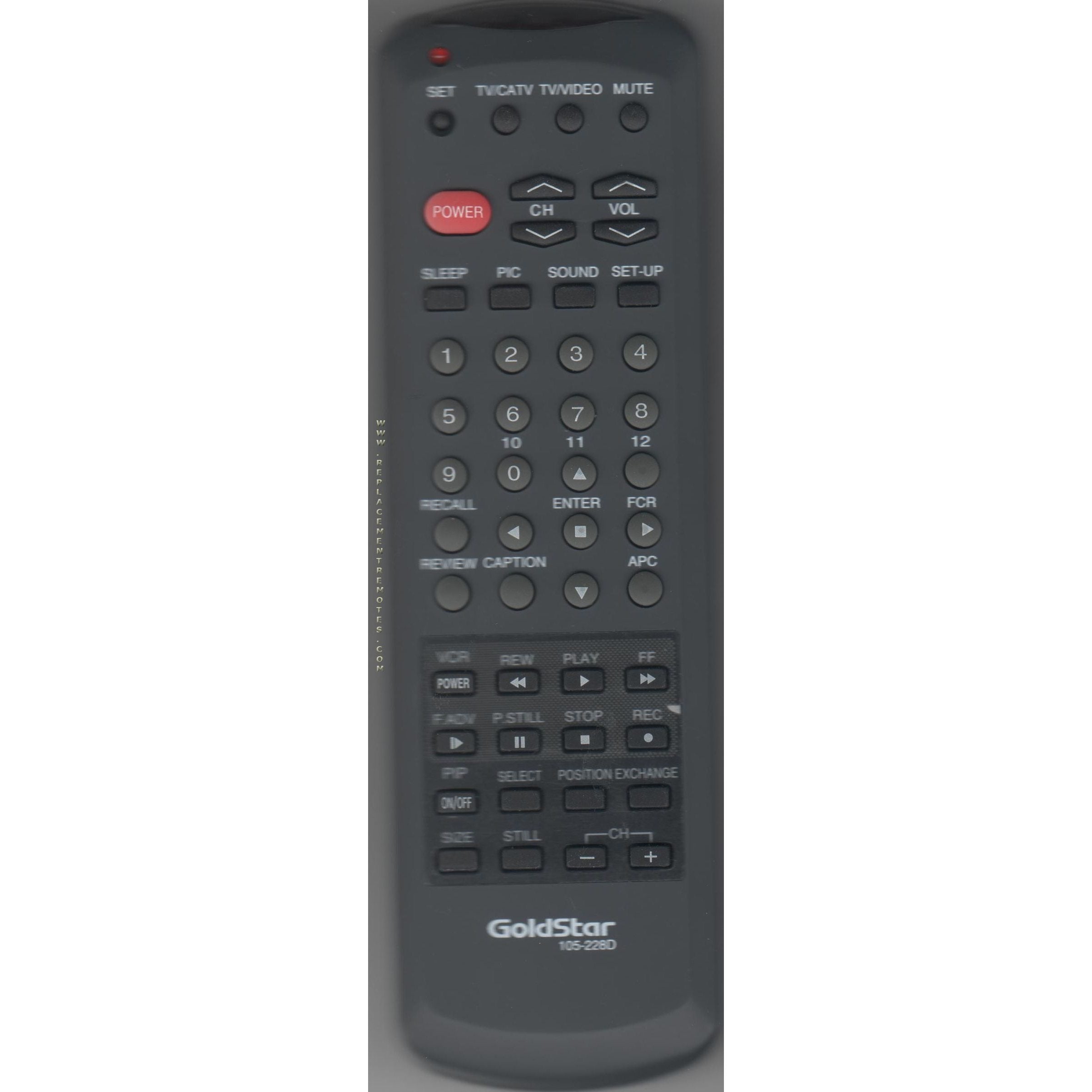 GoldStar 105228D Goldstar TV/VCR Remote Control