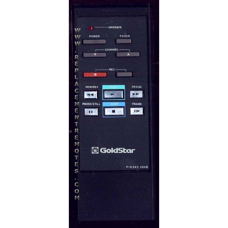 GoldStar 243104B VCR Remote Control