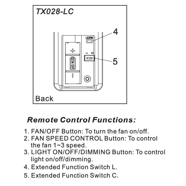 Hampton Bay TX028-LC Ceiling Fan Remote Control