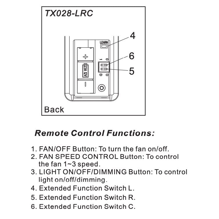 Hampton Bay TX028-LRC Ceiling Fan Remote Control