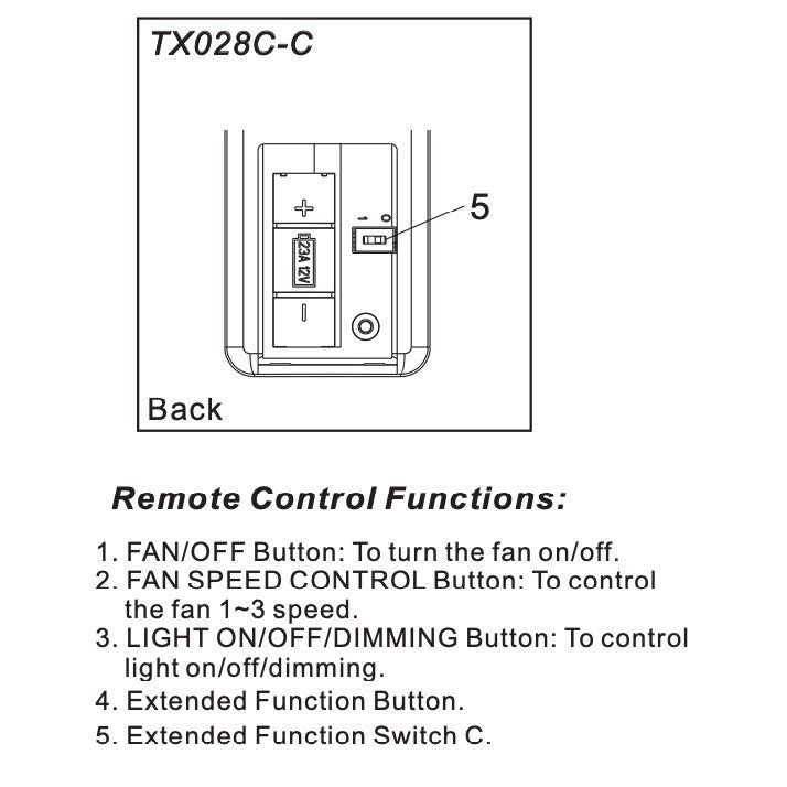 Hampton Bay TX028C-C Ceiling Fan Remote Control