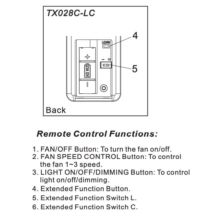 Hampton Bay TX028C-LC Ceiling Fan Remote Control