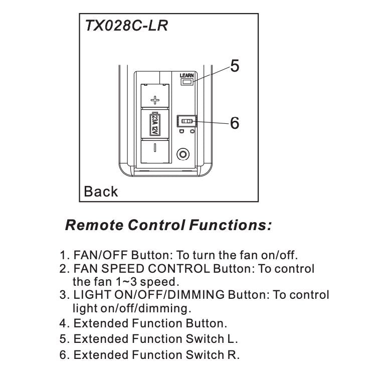 Hampton Bay TX028C-LR Ceiling Fan Remote Control