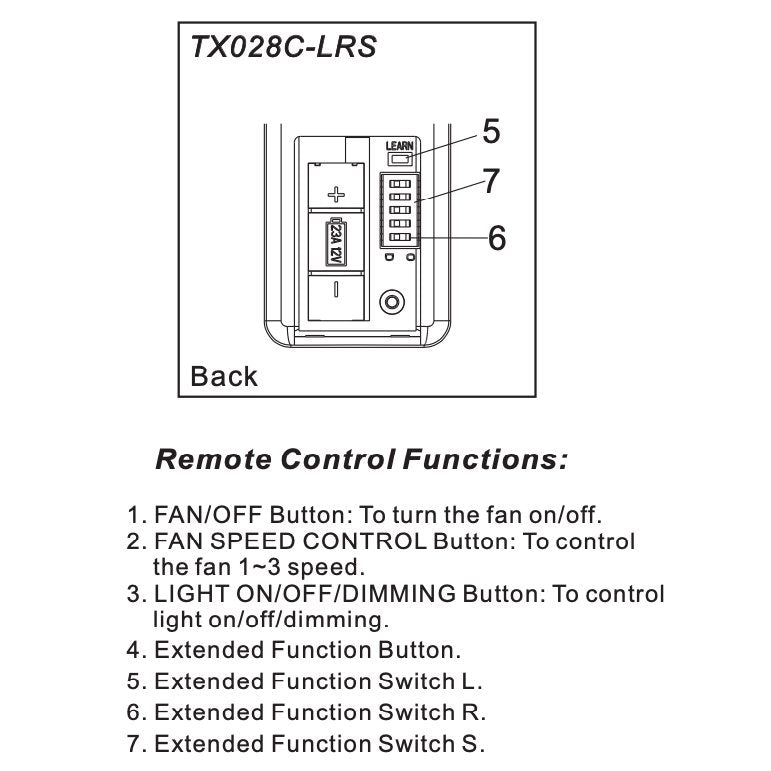 Hampton Bay TX028C-LRC Ceiling Fan Remote Control