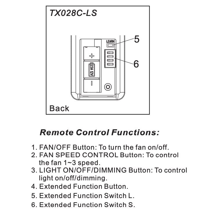 Hampton Bay TX028C-LS Ceiling Fan Remote Control