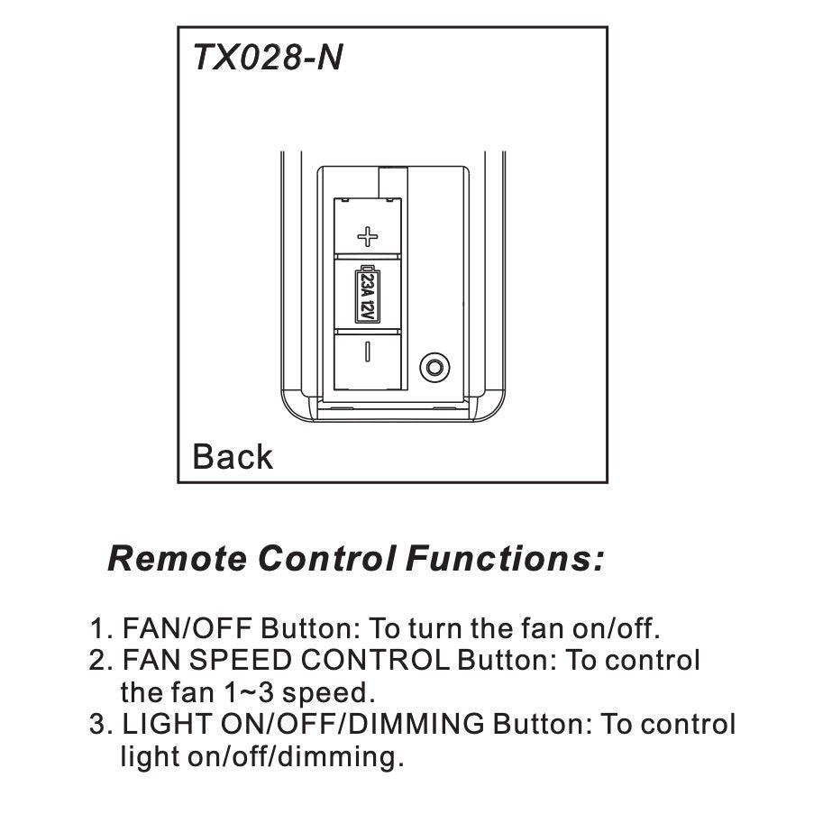 Hampton Bay TX028C-N Ceiling Fan Remote Control