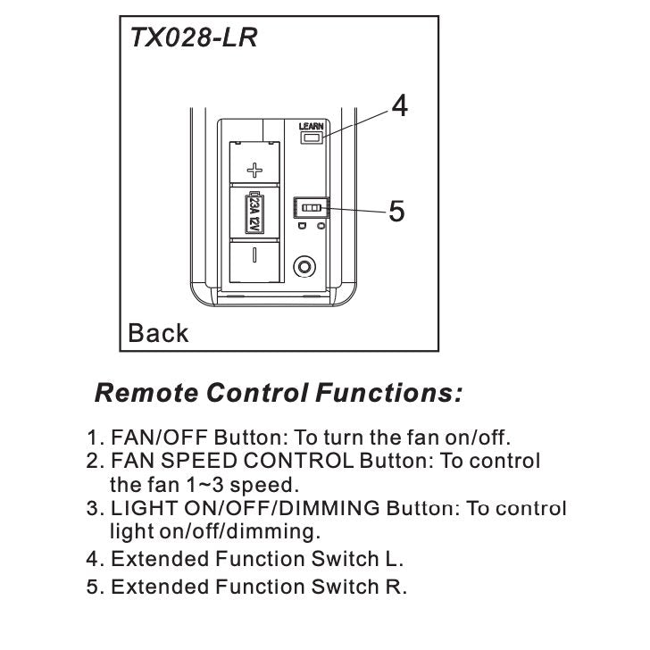 Hampton Bay TX028LR Ceiling Fan Remote Control - A25TX028LR