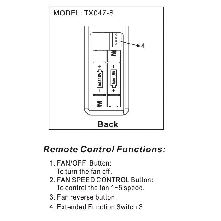 Hampton Bay TX047-S Ceiling Fan Remote Control