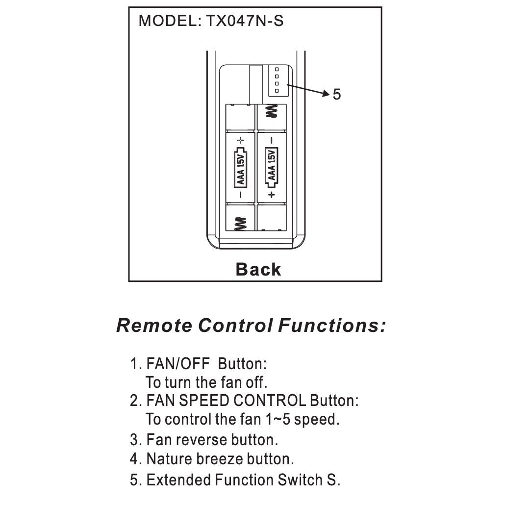 Hampton Bay TX047N-S Ceiling Fan Remote Control