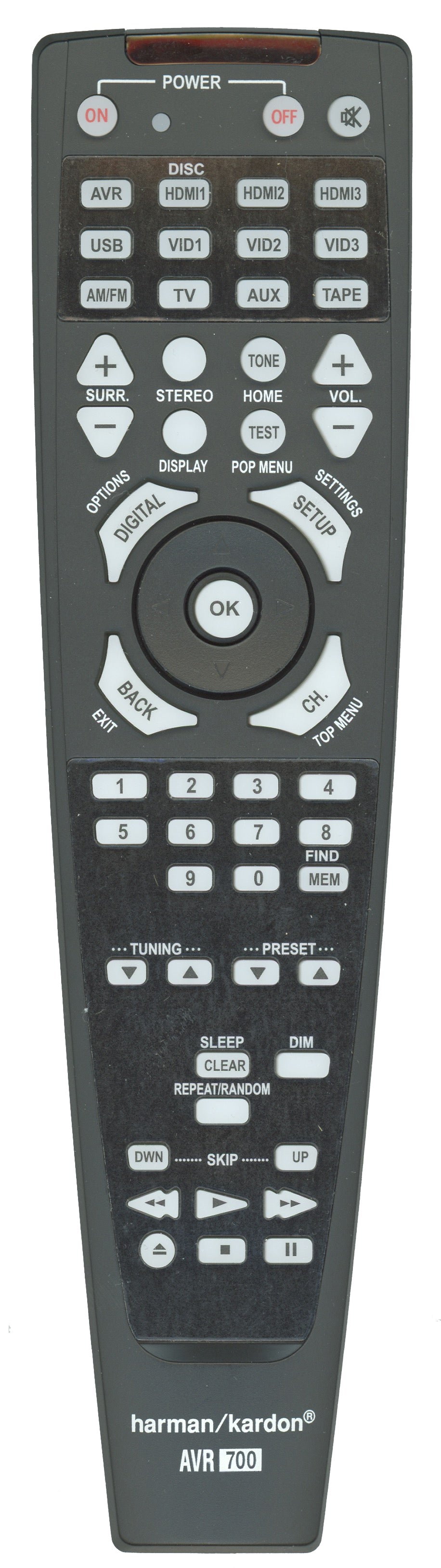 Harman-Kardon AVR700 Receiver Remote Control