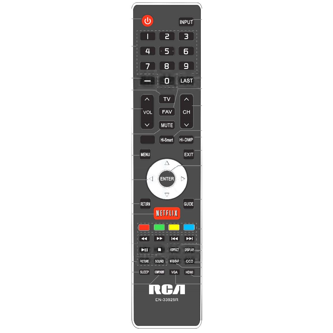 Hisense RCA EN33925R TV Remote Control