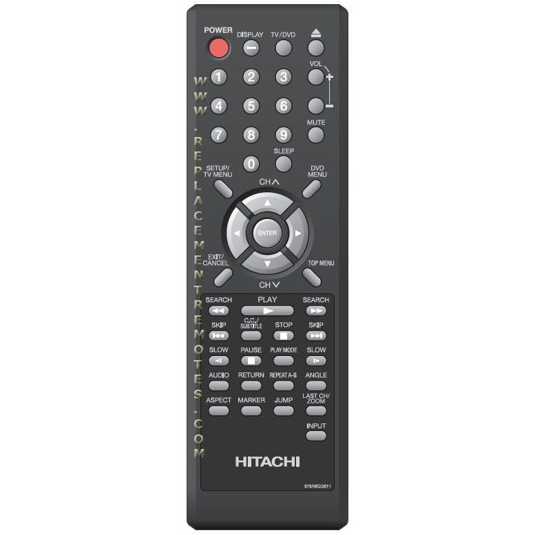 Hitachi 076R0QQ011 TV/DVD Remote Control