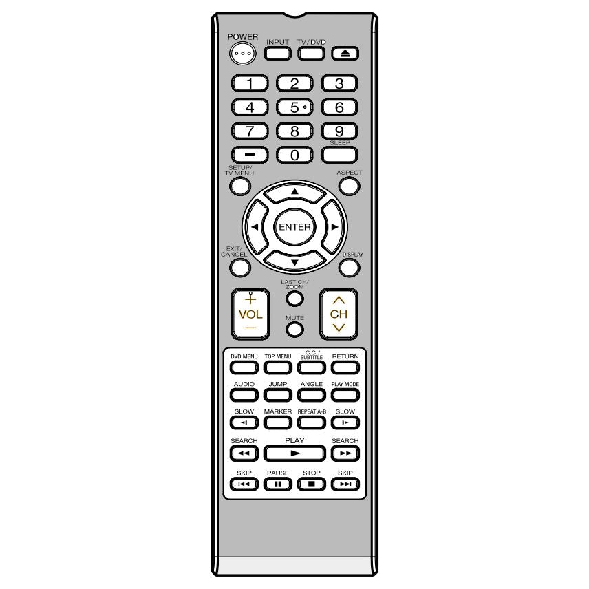 Hitachi 076R0SA011 TV/DVD Remote Control