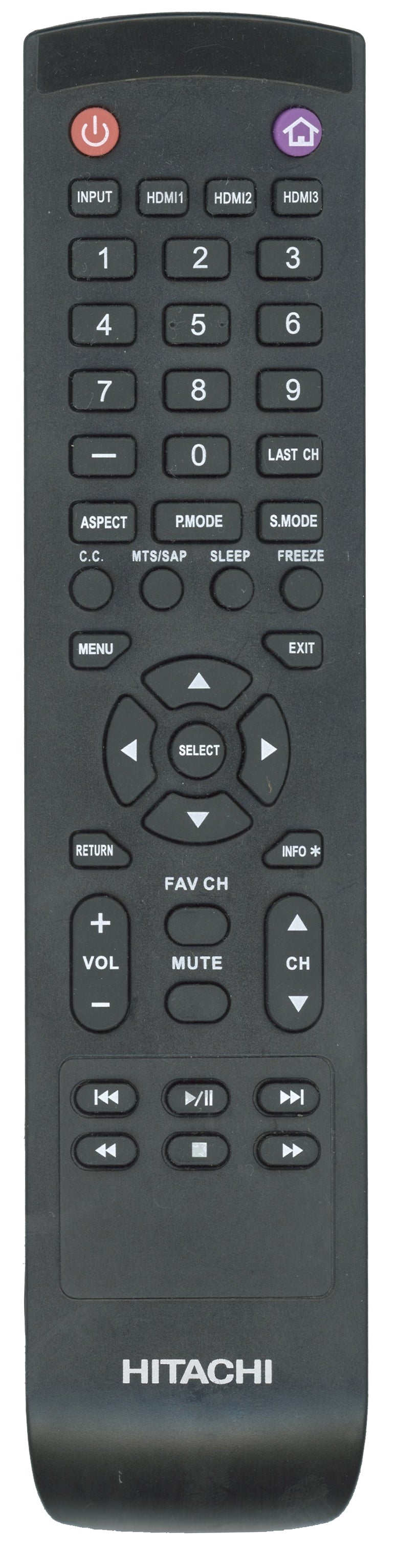 Hitachi 10210907 TV Remote Control