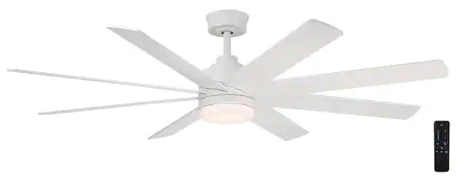 Home Decorators Collection Celene 62 in. Integrated LED Indoor/Outdoor Matte White Ceiling Fan