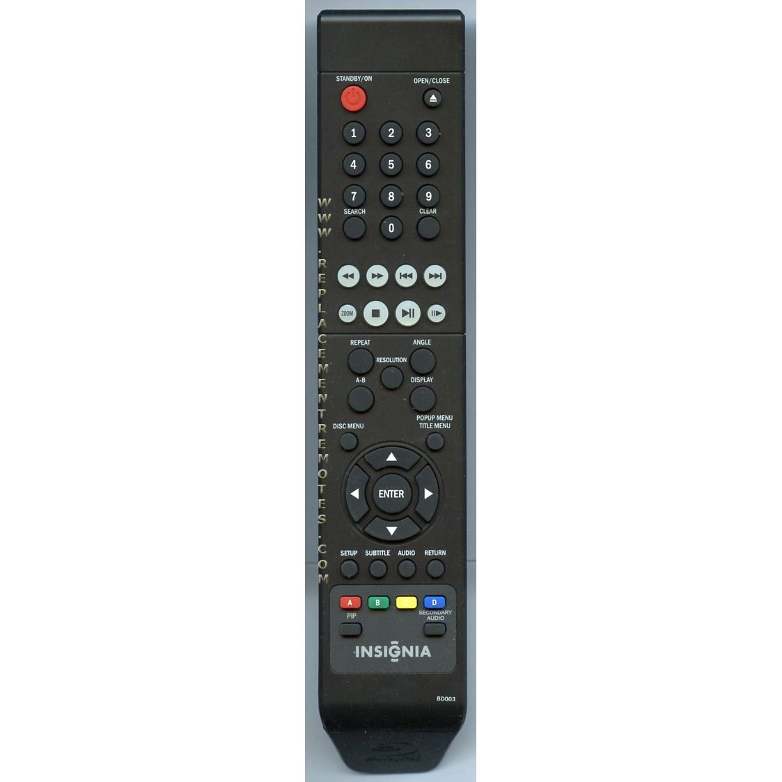 Insignia 13000B0520000R Blu-ray Remote Control