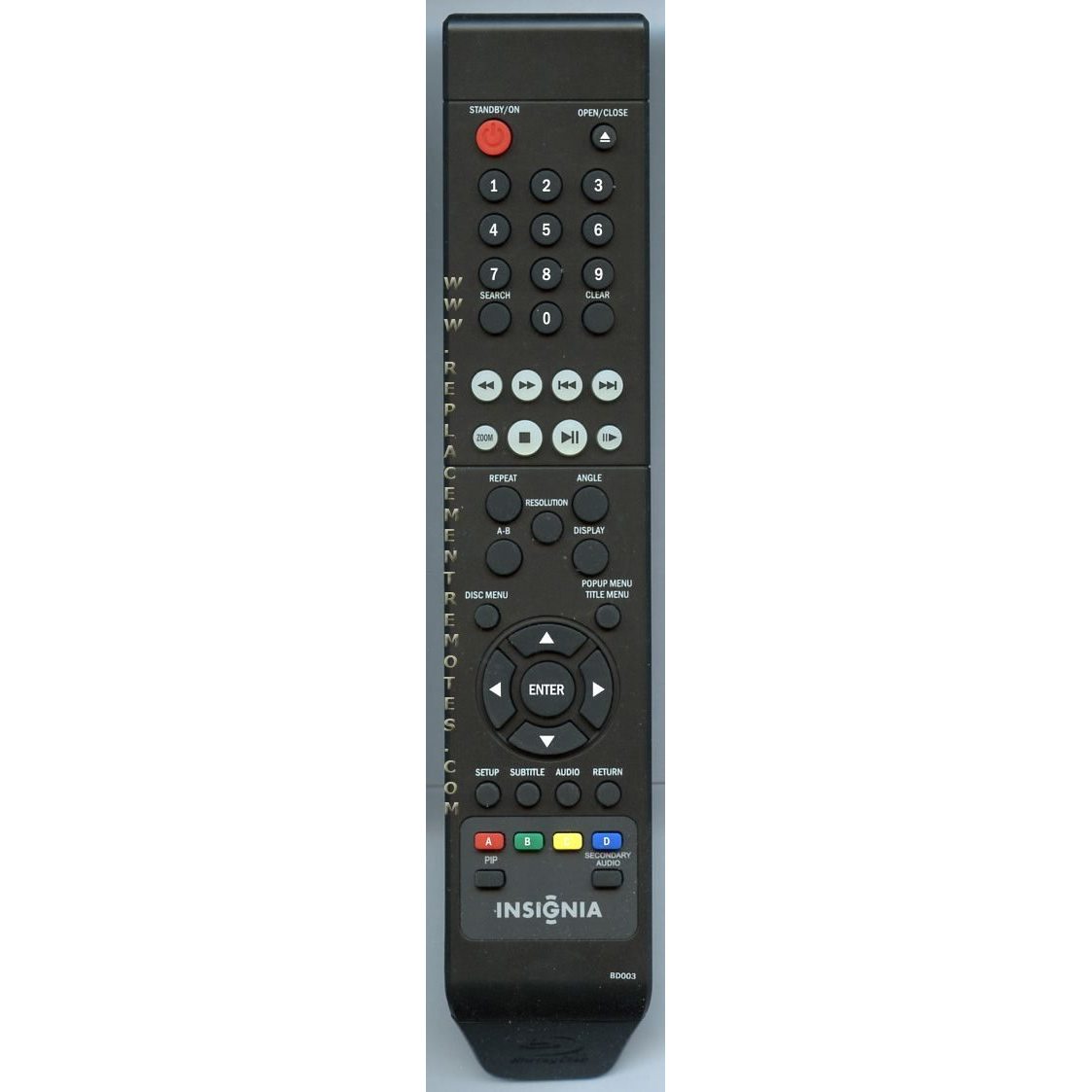 Insignia 13000B0530000R Blu-ray Remote Control