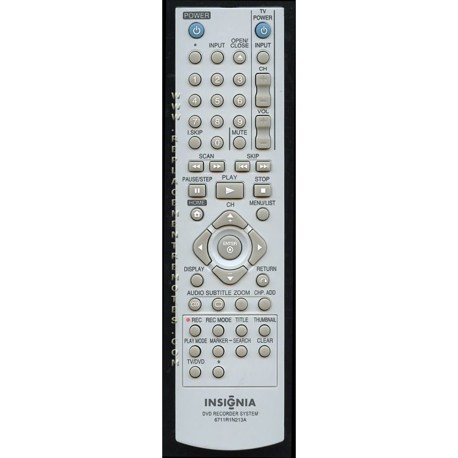 Insignia 6711R1N213A DVDR Remote Control