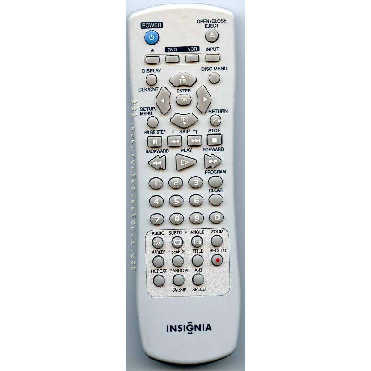 Insignia 6711R1P081W DVD/VCR Remote Control