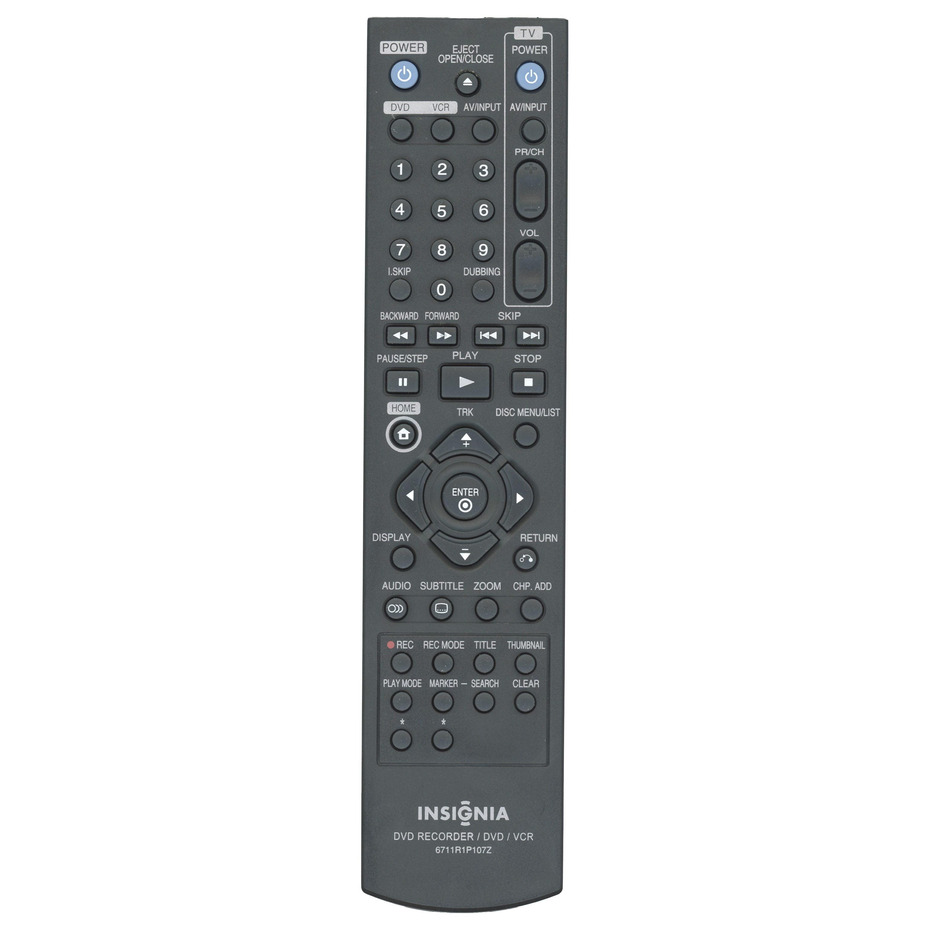 Insignia 6711R1P107Z DVD/VCR Remote Control