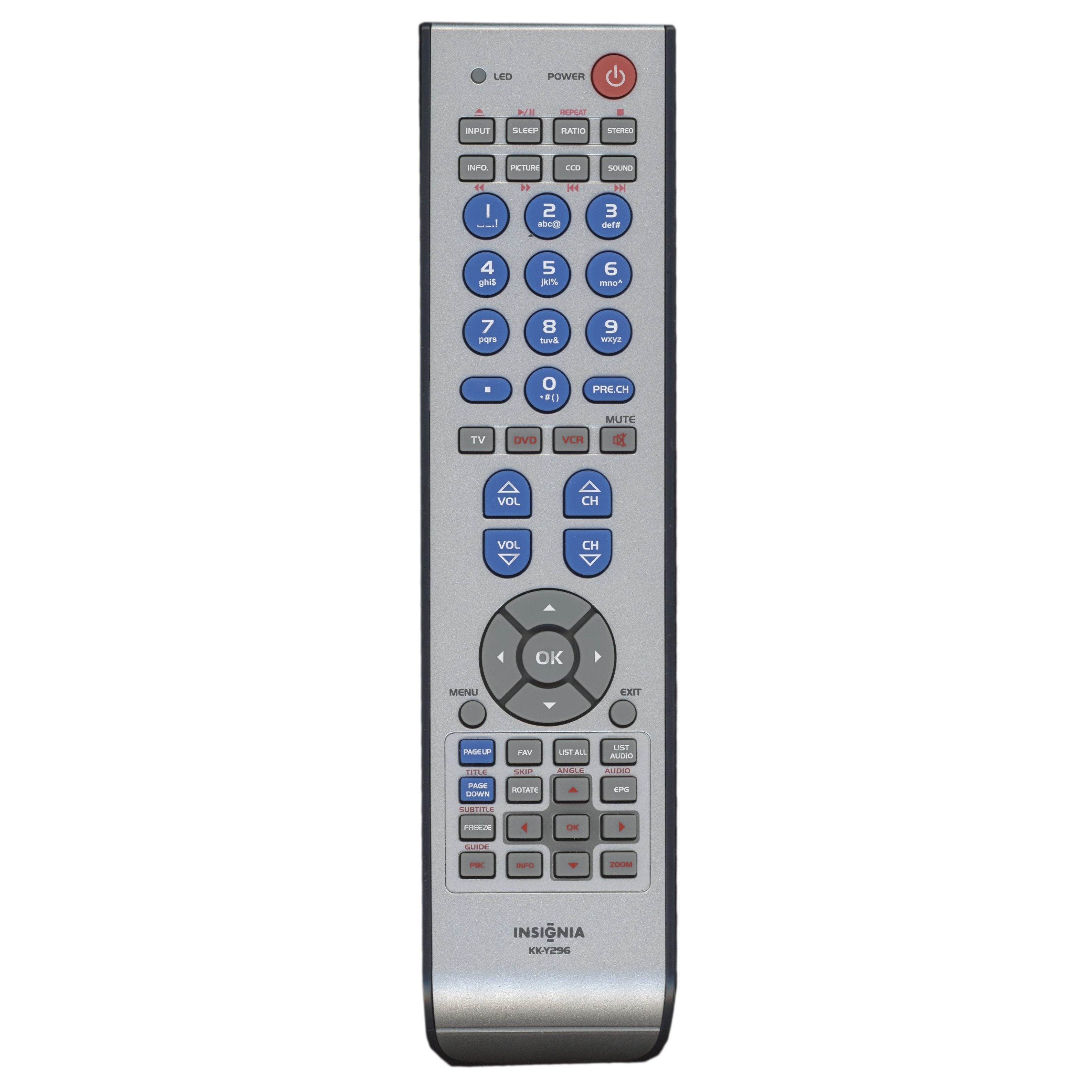 Insignia KKY296 DVD/VCR Remote Control