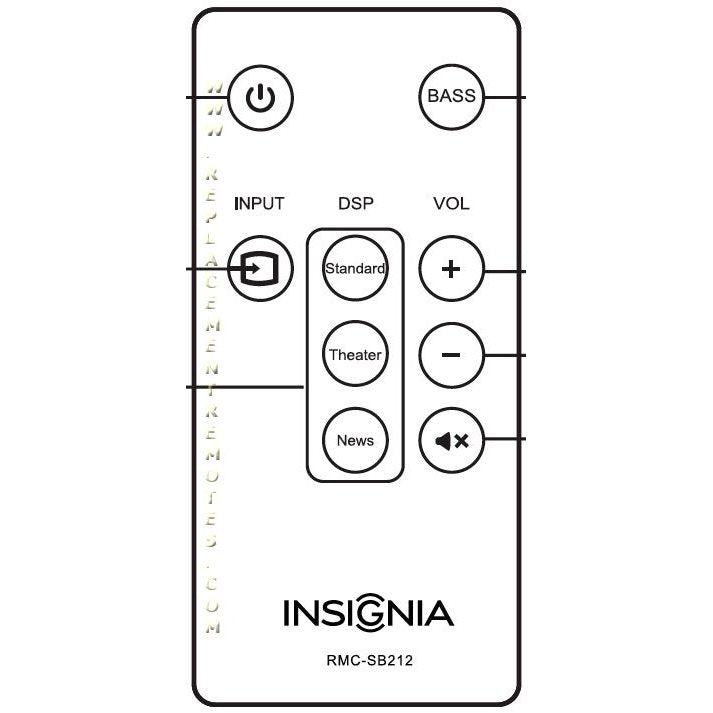 Insignia NSSB212 Sound Bar Remote Control