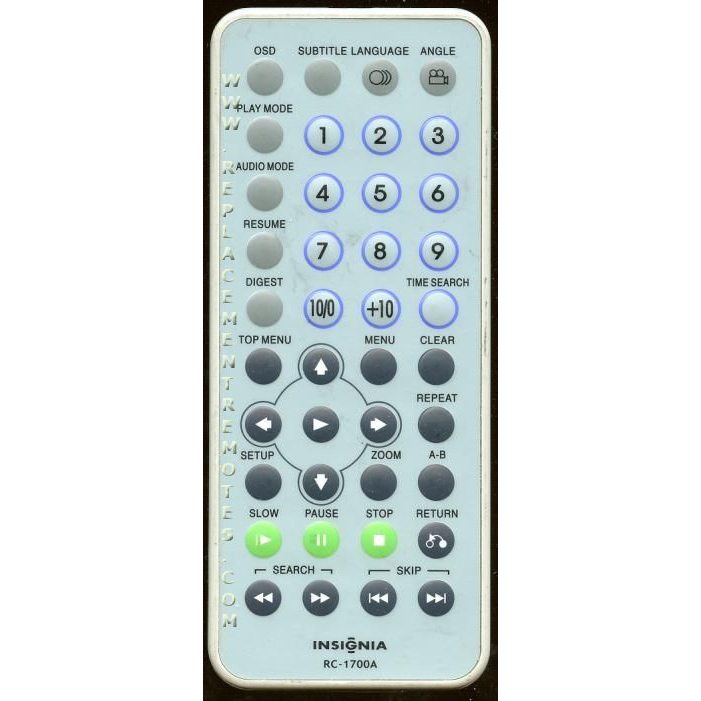 Insignia RC1700A DVD Remote Control