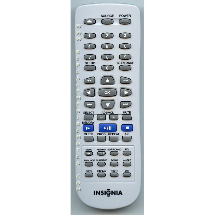 Insignia WIR147002B301 DVD Remote Control