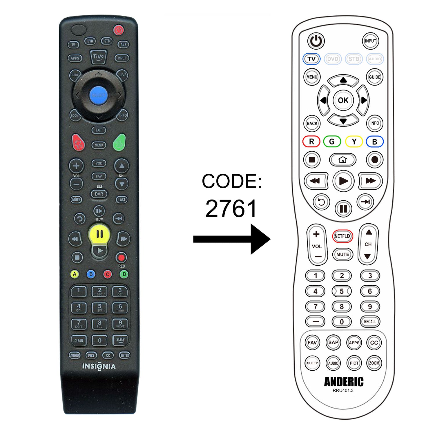 Insignia NSRC08A11 DVDR Remote Control