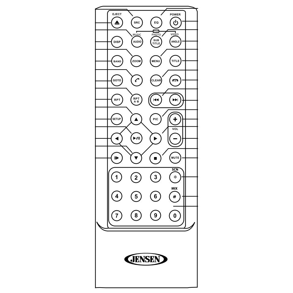 Jensen VM9726BT-REM Car Audio Remote Control