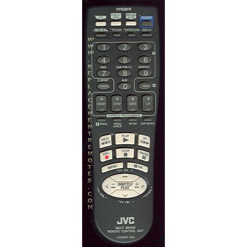 JVC LP20337003 VCR Remote Control