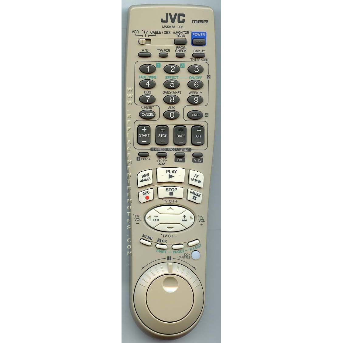 JVC LP20465006A VCR Remote Control