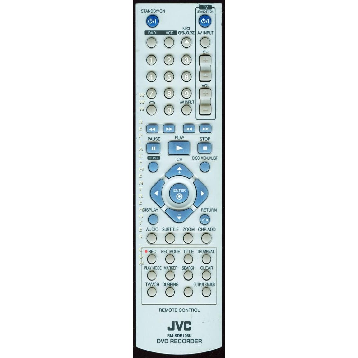 JVC RMSDR106U DVDR Remote Control