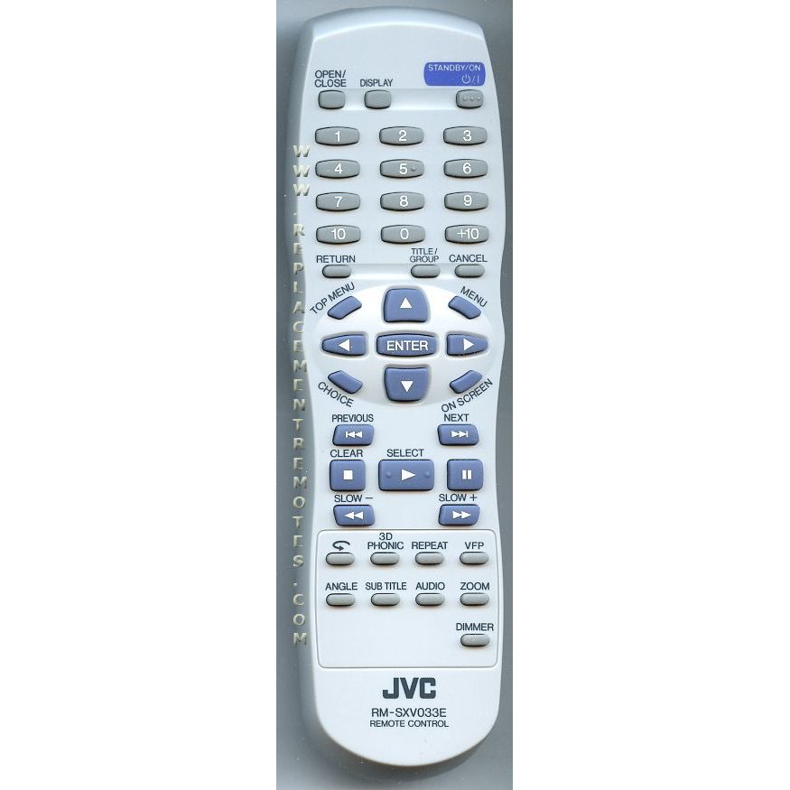 JVC RMSXV033E DVD Remote Control