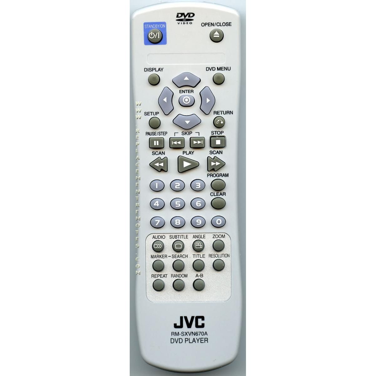 JVC RMSXVN670A DVD Remote Control