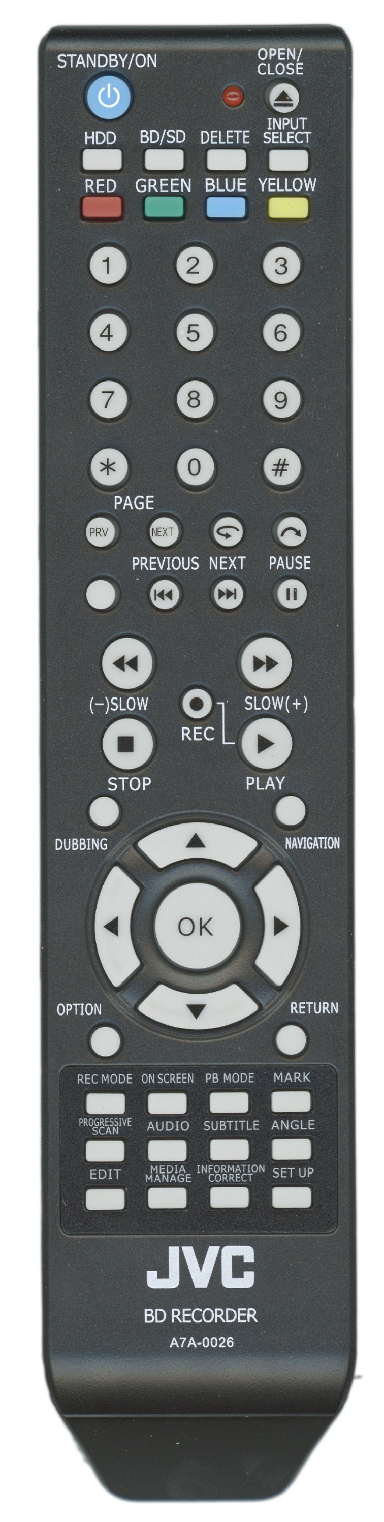 JVC A7A0026 Blu-ray Remote Control