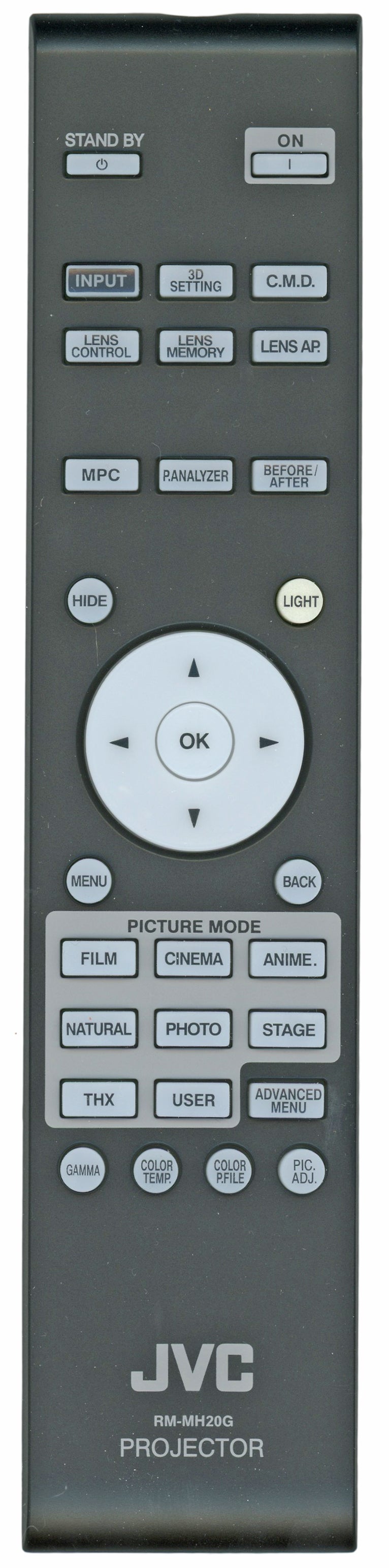 JVC RMMH20G Projector Remote Control