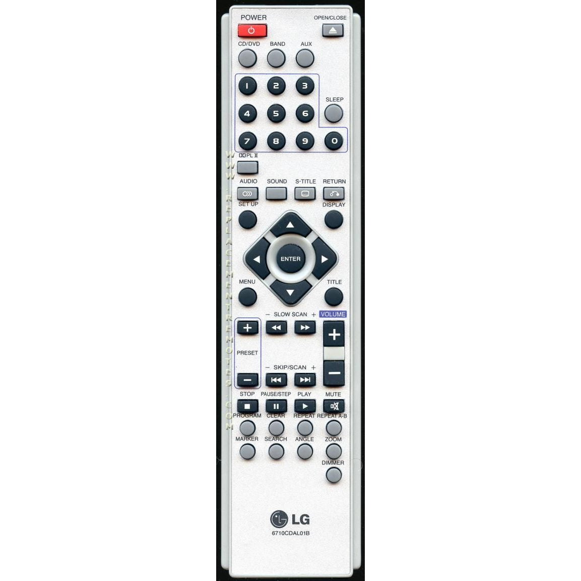 LG 6710CDAL01B DVD Remote Control