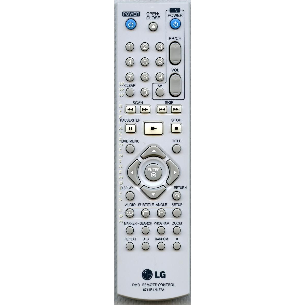 LG 6711R1N167A DVD Remote Control