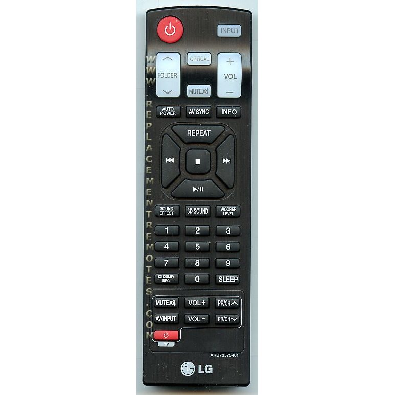 LG AKB73575401 Sound Bar Remote Control