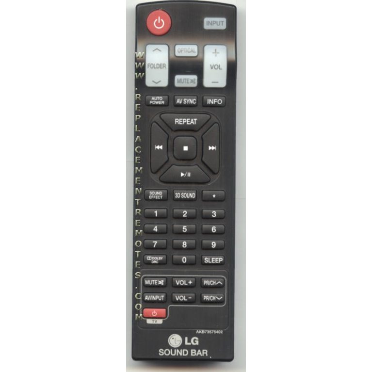 LG AKB73575402 Sound Bar Remote Control