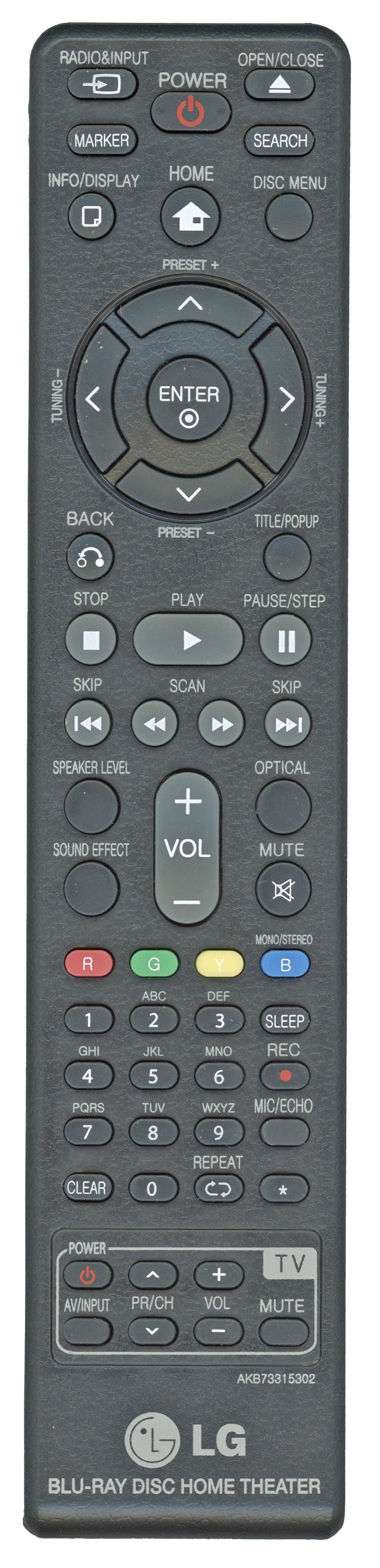 LG AKB73315302 Blu-ray Home Theater Remote Control