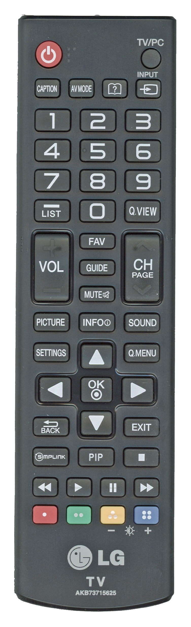 LG AKB73715625 TV Remote Control