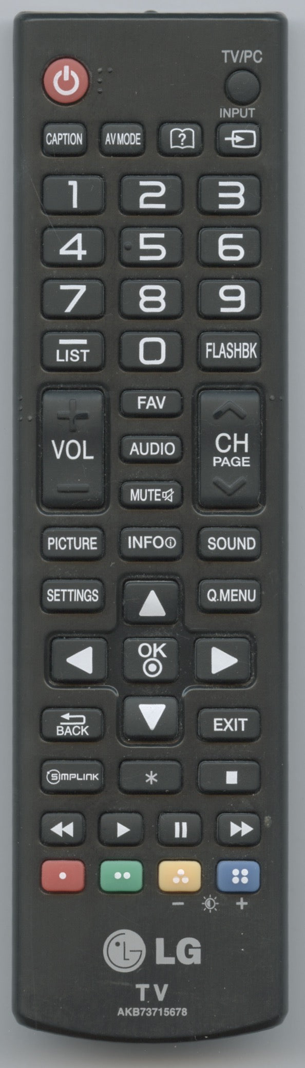 LG AKB73715678 TV Remote Control