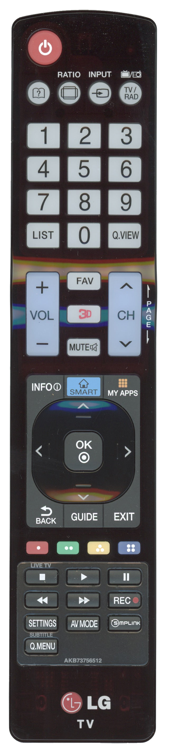 LG AKB73756512 TV Remote Control