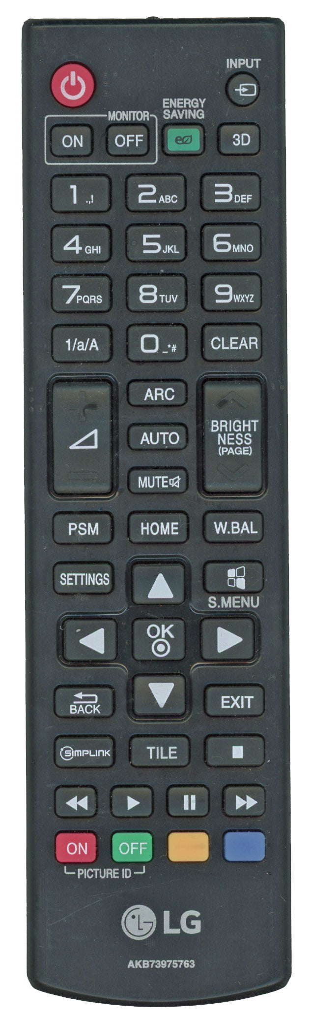 LG AKB73975763 Monitor Remote Control