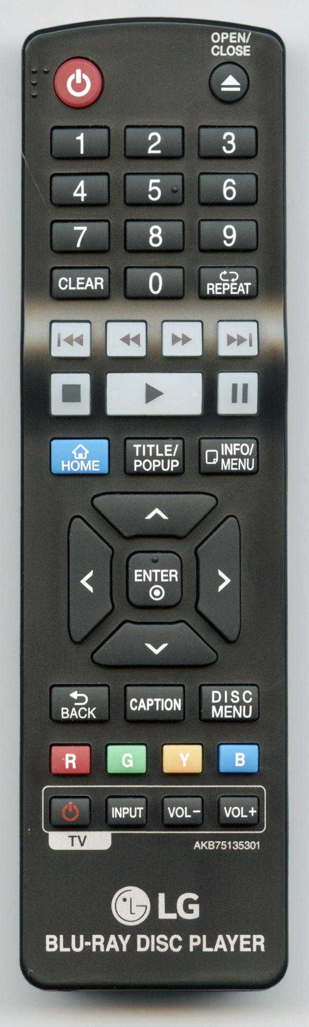 LG AKB75135301 Blu-ray Remote Control