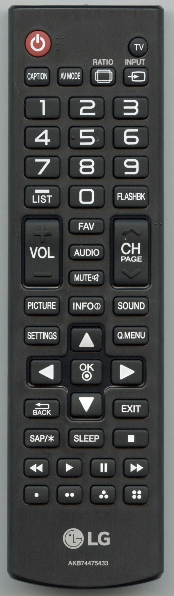 LG AKB74475433 TV Remote Control